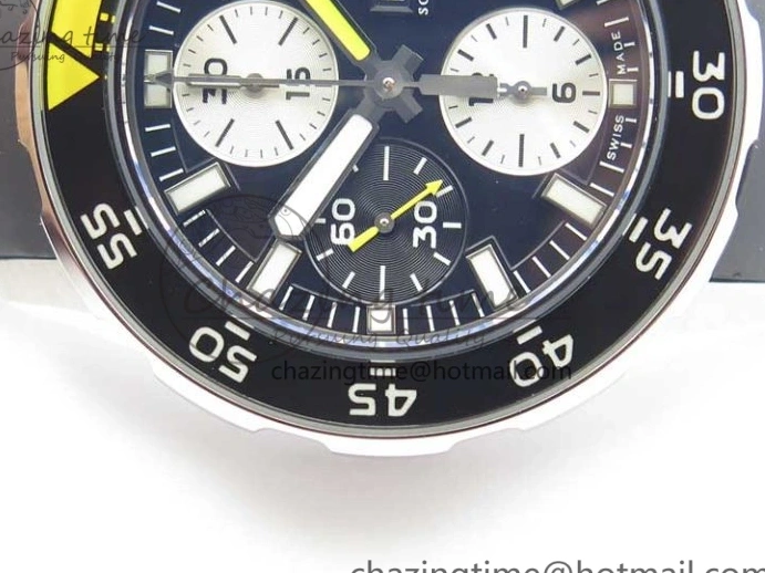 MIROTIME 0216 Aquatimer Chrono IW376702 SS BLS 1:1 Best Edition Black Dial on Black Rubber Strap A WellDesigned 7105